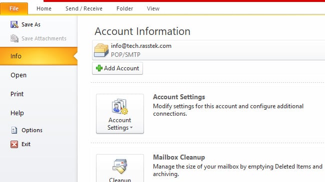 Duyệt mail bằng outlook 2010