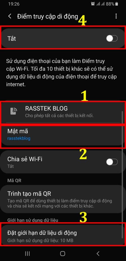 thiet lap phat wifi bang samsung