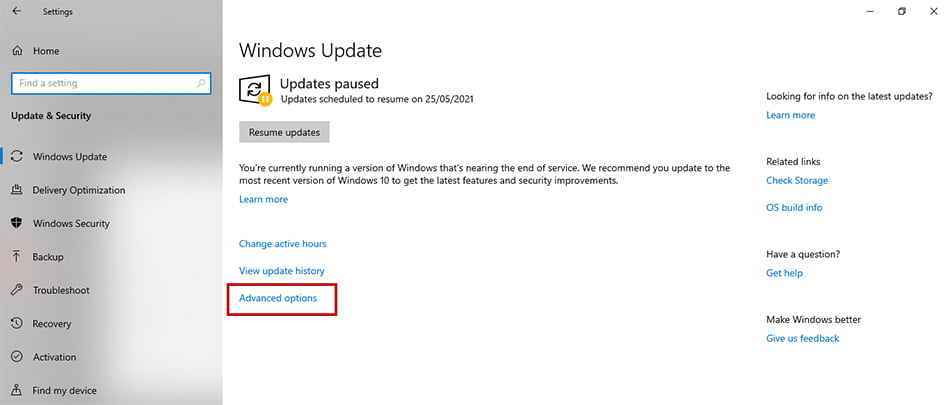 bat tinh nang tri hoan update windows 2